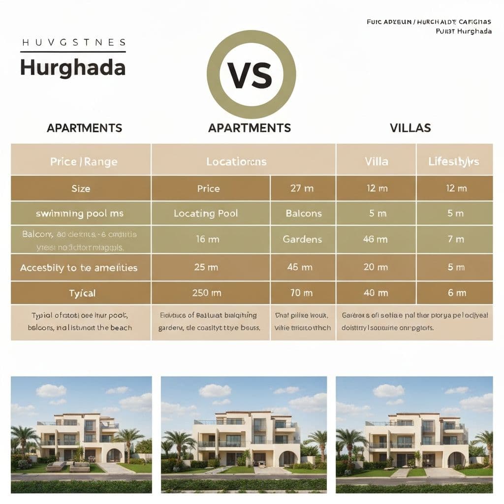 Comparison chart of different property types available in Hurghada Egypt